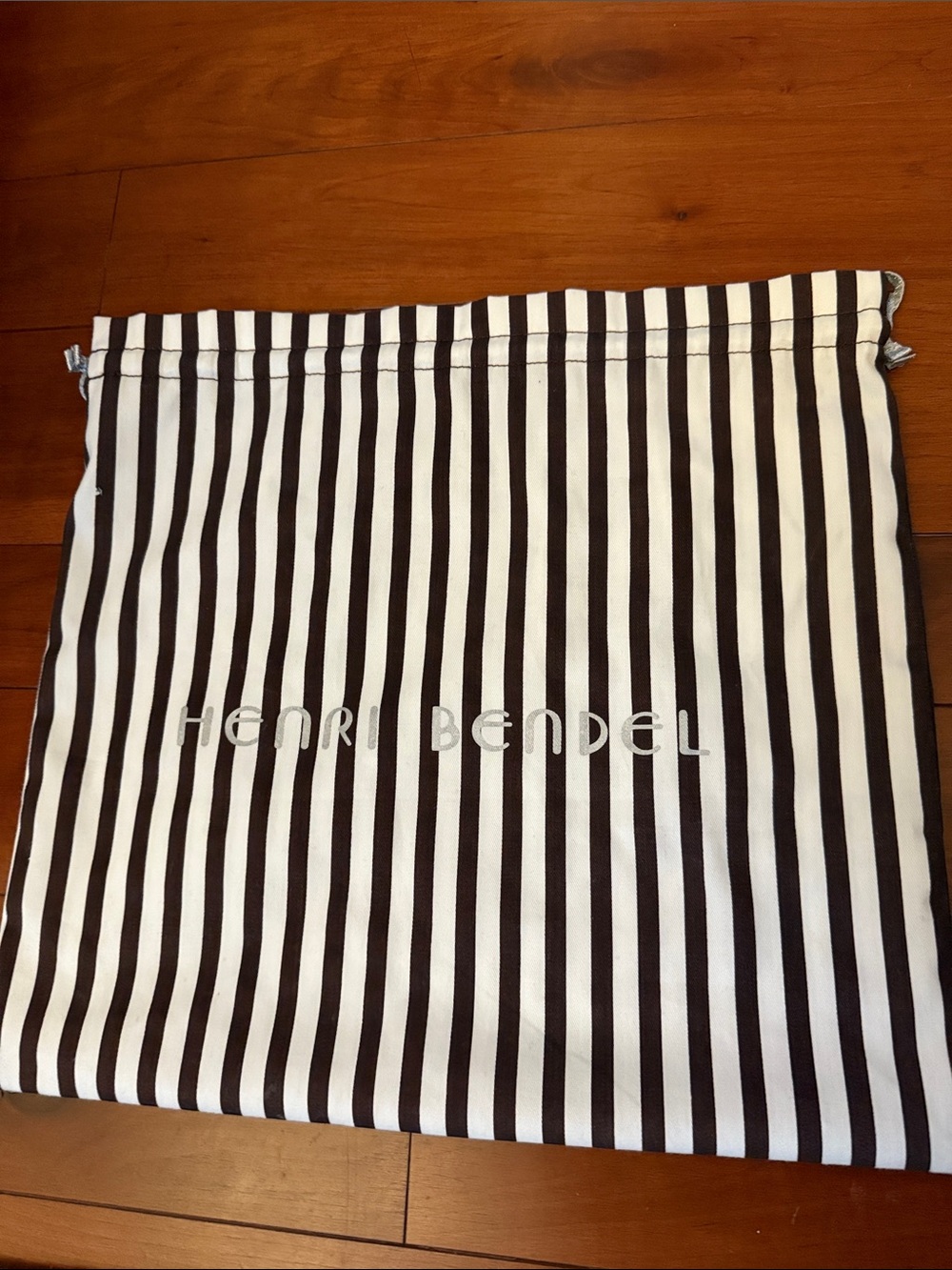 henri bendel Black and White Vertical Stripe Drawstring Pouch